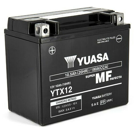 Batterie moto étanche 12V 10Ah 160A YTX12-BS / DTX12-BS sans entretient