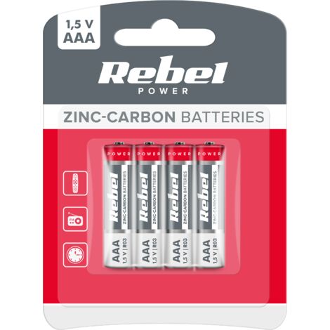 Batterie zinco-carbone REBEL R03 R3 4xAAA blister
