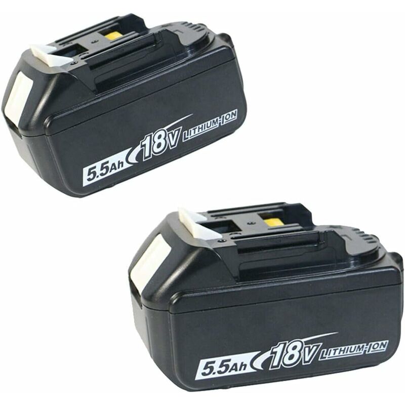 Teetok - Batterie,2 pièces BL1860 batterie de Compatible avec la batterie Makita 18V 5.5Ah compatible avec BL1840B BL1850B BL1860B BL1830B BL1845