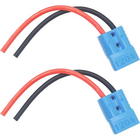 Batterieanschluss, 2 Sets Schnellbatterieanschlüsse (blau), 120 A 600 V Schnellanschluss-/Trennstecker, mit 25 cm 6 AWG Kabel