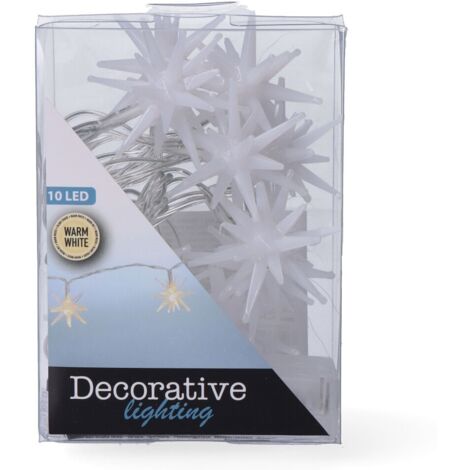 Batteriebetriebene feste Girlande 10 leds dekorative Sterne ø 45mm Licht white kalt 1m
