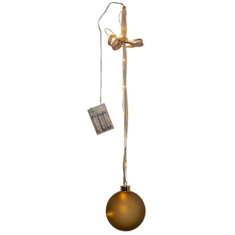 Batteriebetriebene Weihnachtsleuchte ,Bliss' mit Baumkugel, 16 Tautropfen-LEDs, Timer, gold, Ø 10cm