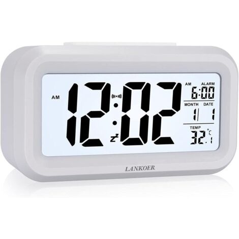 Batteriebetriebener digitaler Wecker – großes, helles Display – Datum, Kalender, Temperatur, 12/24-Stunden-Anzeige – Schlummerfunktion – Digitaluhr für Schlafzimmer, Zuhause, Büro, Reisen