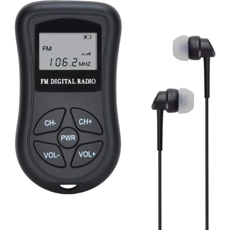 Batteriebetriebenes Taschenradio mit FM-Funktion, tragbares Stereoradio für 60-108 MHz FM-Radio COVVY Mini/w DSP, LCD-Bildschirm und Kopfhörer