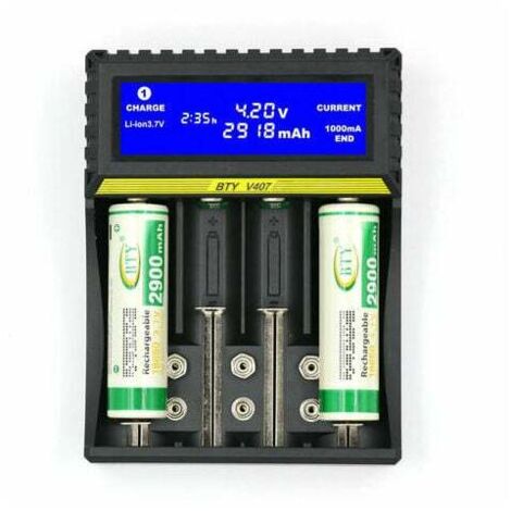 Batterieladegerät Multifunktionales Batterieladegerät BTY407 18650 Batterie Li-Ion/Ni-MH/Ni-Cd/5 AA/7 AAA/9V Batterieladegerät,