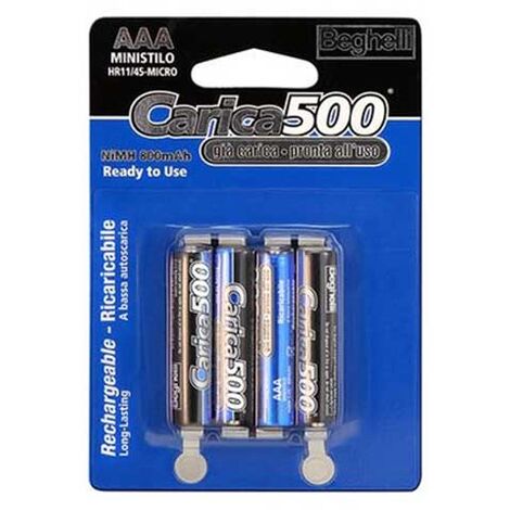 Batteries rechargeables prêtes à l'emploi 4pcs Standard AAA - 800mAh Carica500 Beghelli