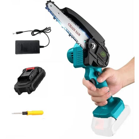 MAWIRON Battery chainsaw, 6-inch mini cordless chainsaw, powerful wooden cost saw with 1 5.5A battery and charger, compatible with Makita batteries