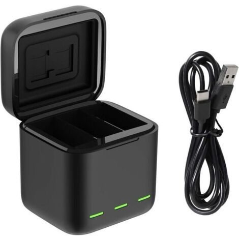 Battery charger for GoPro Hero 13 Black, triple-slot USB charging case with Type-C cable, battery carrying case fully compatible with original GoPro 13 accessories