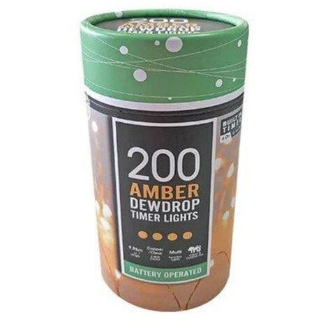 Battery Operated Dewdrop Timer Lights - 400 Amber - P041971