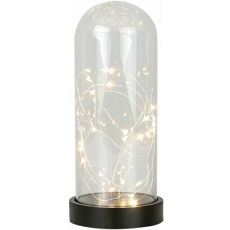 Battery Operated Glass Dome Bedside Table Lamp Led Warm White Fairy String Lights