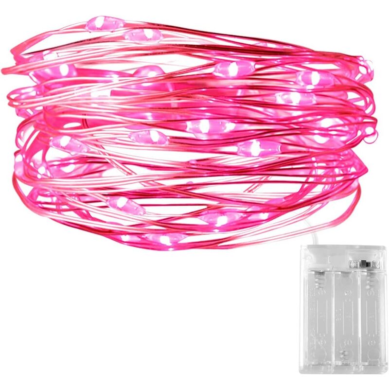 Battery Operated String Lights, 30 led 3m IP65 Waterproof Party Lights for Christmas Birthday Party (Pink, Without Batteries)