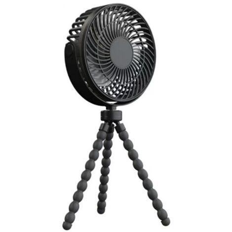 Battery Operated Stroller Fan, Flexible Clip-on Tripod Fan with 3 Speeds and Rotatable Personal Fan for Car Seat, Crib, Bike, Treadmill (Black)