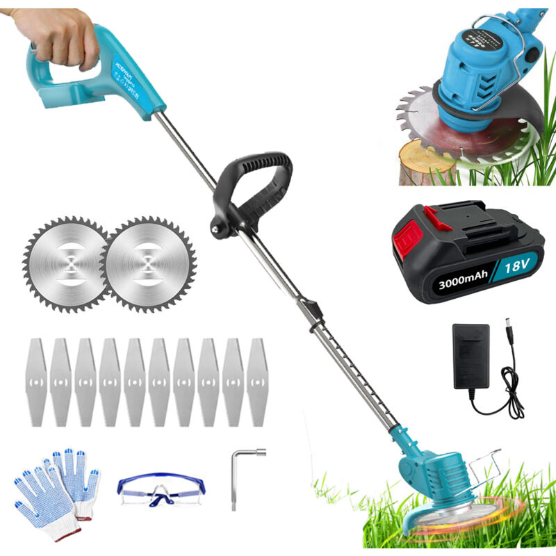 Teetok - Battery String Trimmer, Battery Trimmer, Compatible with Makita Battery, with 13.0ah Batteries + Charger, Telescopic Guide, for Lawn Mowing,