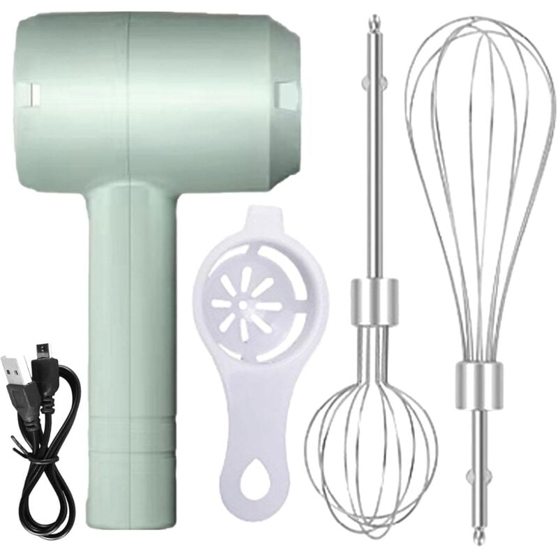 Batteur à main électrique, batteur à main en acier inoxydable, batteur à œufs électrique, batteur à main rechargeable, batteur sans fil pour la