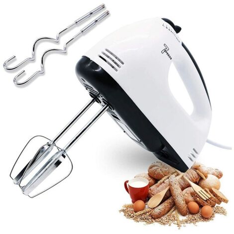 Batteur à main électrique, fouet à main, mini mélangeur portable à 7 vitesses, batteur à gâteau, mélangeur de pâte en acier inoxydable pour la cuisson de la cuisine