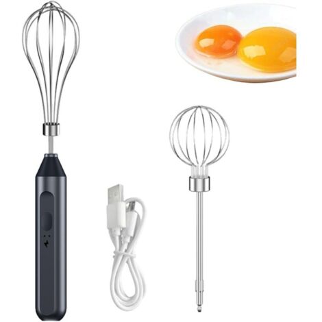 Batteur à oeufs électrique avec batteurs à deux fils Batteur à aliments Fouet à 3 vitesses Mélangeur à main sans fil vertical avec séparateur d'oeufs pour la cuisson de crème aux oeufs de gâte（noir）