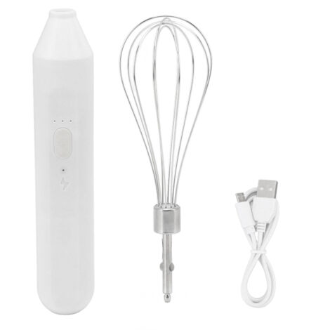 Batteur à Oeufs électrique, Batterie 1200 MAh, Batteur à Main sans Fil Rechargeable USB 3 Vitesses pour la Fabrication du café (Blanc)