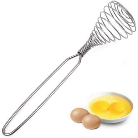 Batteur à œufs manuel en acier inoxydable, mélangeur à œufs, batteur, mousseur à crème, mélangeur à farine pour la cuisine (argenté)