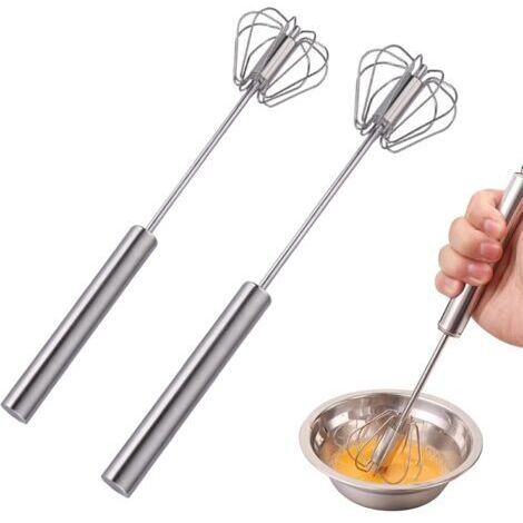 Batteur à œufs semi-automatique, batteur à œufs en acier inoxydable, batteur à œufs de cuisine, poussoir à œufs manuel, batteur à œufs rotatif, mélange facilement divers ingrédients - portable.
