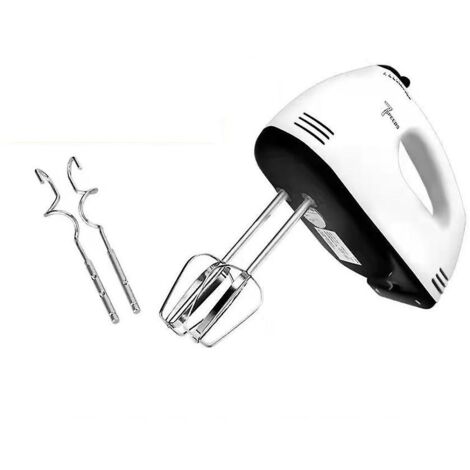 Batteur électrique compact de 260 W à 7 vitesses, comprenant 2 fouets et 2 crochets pétrisseurs en acier inoxydable.