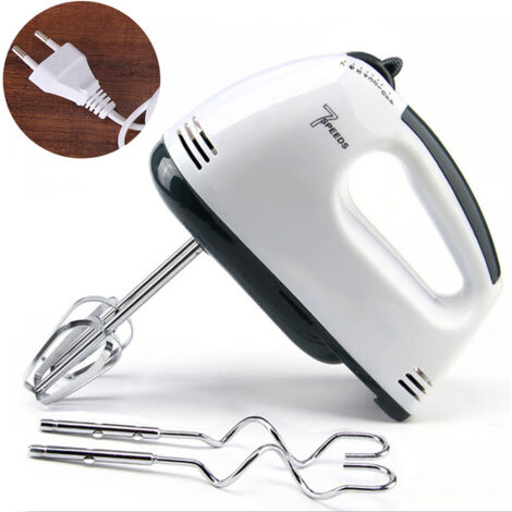Batteur Plongeant - 450 W - 5 Vitesses + Bouton Turbo - Crochets à Pâte x2 et Fouets x2 - Design Vertical pour Rangement - Blanc/Noir