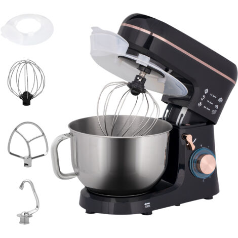 Batteur sur pied robot culinaire, 6 niveaux, gamelle inox 5,5 L, noir.