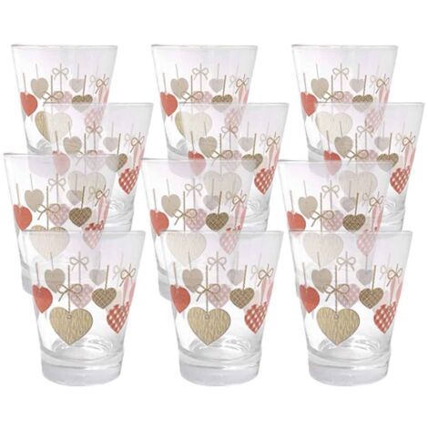 BATTICUORE SET 12 BICCHIERINI DA CAFFÈ IN VETRO CON DESIGN CUORE