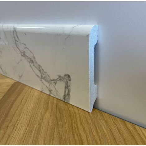 Battiscopa BC Lucido MARMO CARRARA 85x14mm in POLIMERI - Polistrutturato (prezzo al metro)