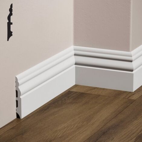 ETERNAL PARQUET Battiscopa DUCALE in POLIMERI FeelingWood-HD 100x14mm - BIANCO (prezzo al metro)