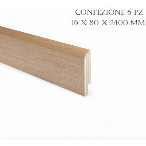 BATTISCOPA LISCIO IN ESSENZE FINITURA ROVERE FUMO CONF. 6 PZ 16 X 80 X 2400 MM