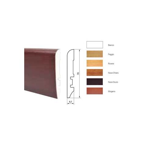 BATTISCOPA LISCIO IN LEGNO DI ABETE GIUNTATO- - mm.10x70x2250, noce scuro - 10 pezzi PIRCHER