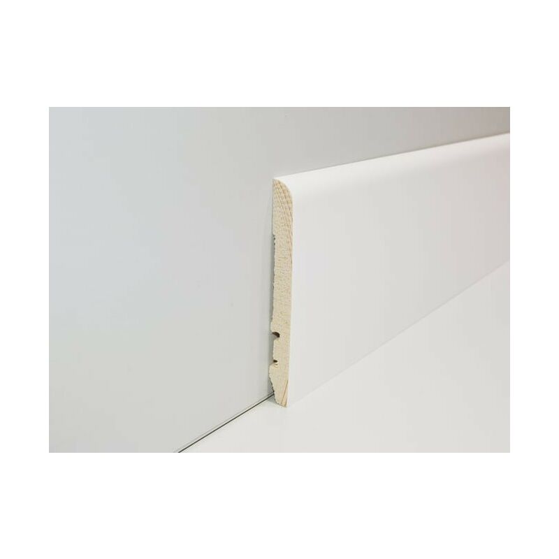 Battiscopa liscio in legno di abete giuntato - mm.10x70x2250, bianco