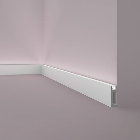 MARBET DESIGN Battiscopa a LED in plastica HDPS, 2 metri, profilo per  illuminazione indiretta, modanature per pavimento (HF-3, 109 x 22 mm, 10  metri) : : Fai da te