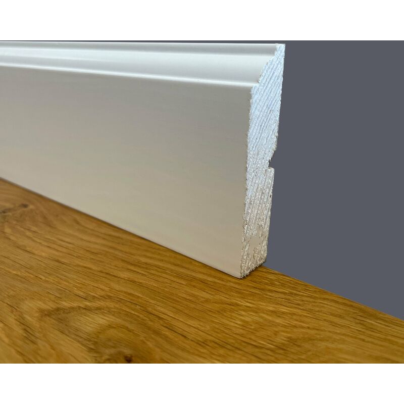 Image of Eternalparquet - Battiscopa premium in legno massello mod.FIRENZE 68x15 laccato bianco liscio (prezzo al metro)