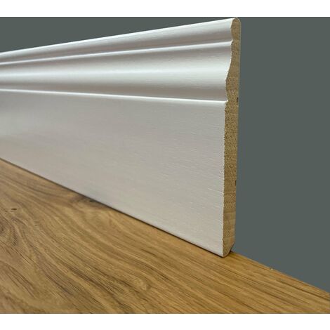 BATTISCOPA SLIM laccato bianco in legno MASSELLO DUCALE 120X10 (prezzo al metro)