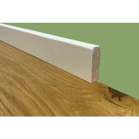 BATTISCOPA Squadrato BASSO laccato bianco in legno MASSELLO 40X13 (prezzo al metro)