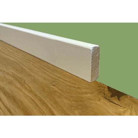 BATTISCOPA Squadrato BASSO laccato bianco in legno MASSELLO 40X13 (prezzo al ML)