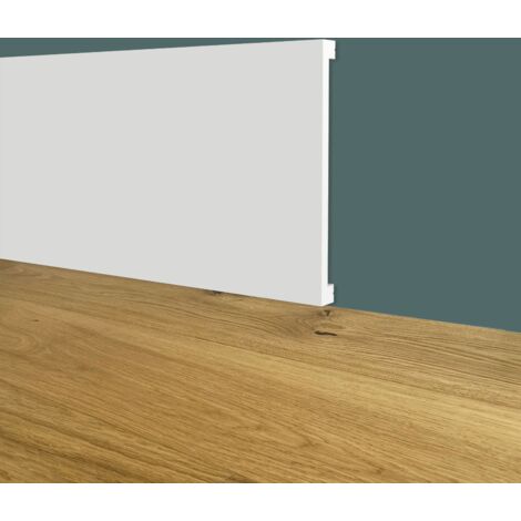 Battiscopa SQUADRATO BIANCO PASSACAVO 120x10mm in POLIMERI - Polistrutturato (prezzo al metro)