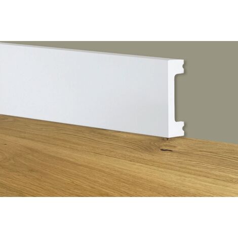 Battiscopa SQUADRATO BIANCO Passacavo 50x13mm in POLIMERI - Polistrutturato (prezzo al metro)