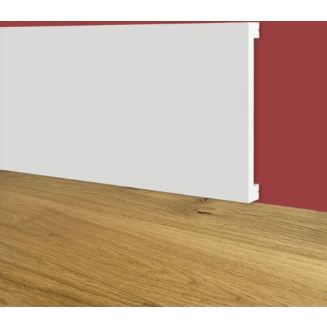 Battiscopa SQUADRATO BIANCO PASSACAVO 80x10mm in POLIMERI - Polistrutturato (prezzo al metro)