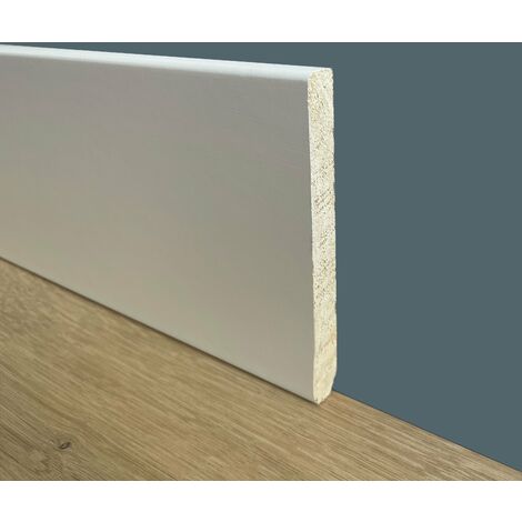 Battiscopa - zoccolini in Legno Massello alto squadrato - 120x13mm  Laccato Bianco (prezzo al metro)