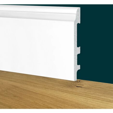 Battiscopa Zoccolino BIANCO mod. CORINZIO 120x15x2000mm in POLIMERI - Polistrutturato (prezzo al metro)
