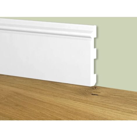 Battiscopa Zoccolino BIANCO mod. ETNICO 80x13mm in POLIMERI - Polistrutturato (prezzo al metro)