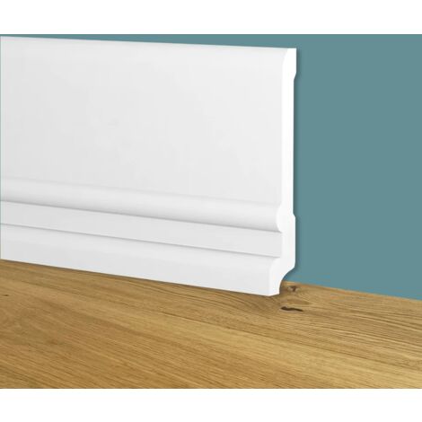 Battiscopa Zoccolino BIANCO mod. TOSCANO 128x20mm in POLIMERI - Polistrutturato (prezzo al metro)