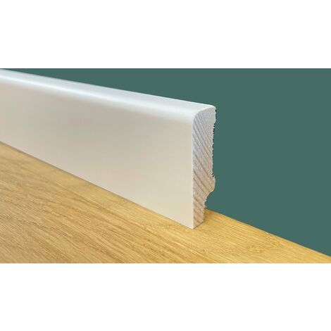 BATTISCOPA ZOCCOLINO in legno MASSELLO di ABETE 40X12 Squadrato bianco (prezzo al metro)