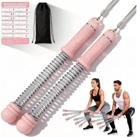 Battle Rope - Cordless Resistance Training Sticks - Adjustable Weight Steel Handles for HIIT Cardio Home Gym Workout - Pair