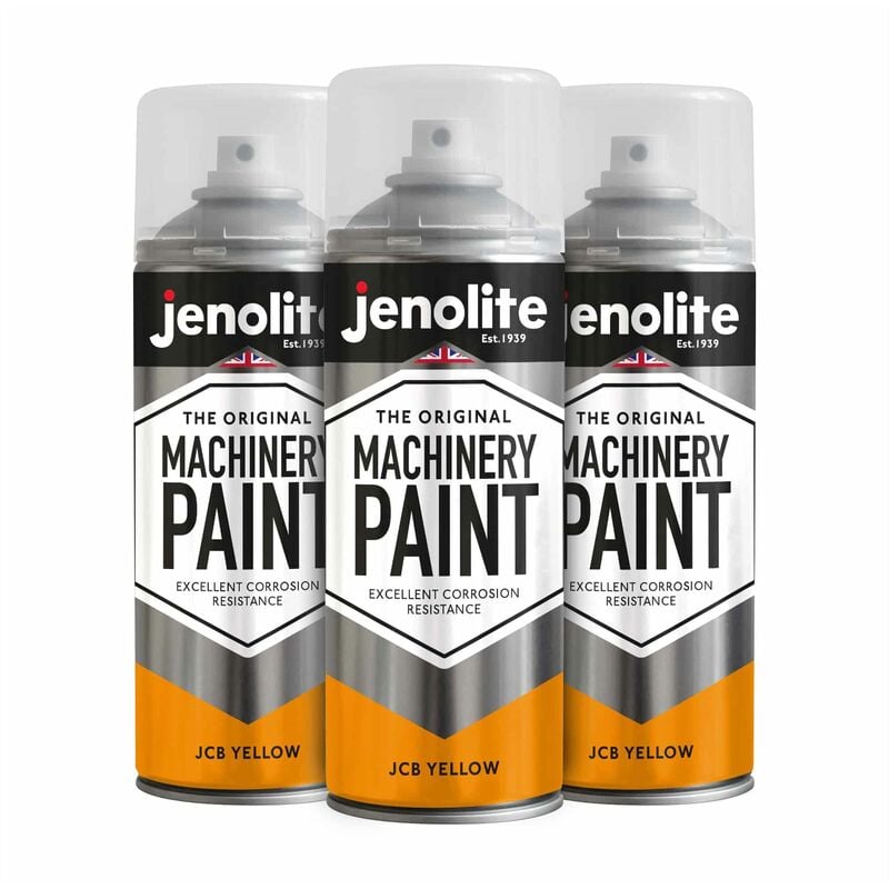 Mm_unverified_brand - jcb Yellow - 3 x 400ml Aerosol - jenolite Machinery & Lawnmower Paint - jcb Yellow Aerosol Spray