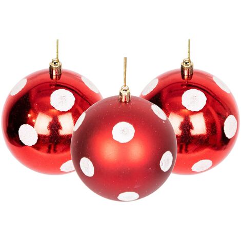 BAUBLES BAUBLES RED / WHITE 10CM 6PCS SET PVC