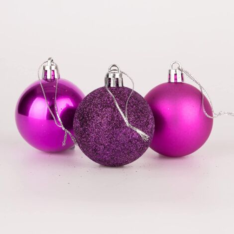 BAUBLES PURPLE 5CM-18PCS SET -PVC