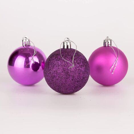 BAUBLES PURPLE  6CM-18PCS SET -PVC